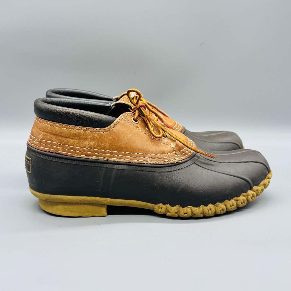LL Bean Bean Boots Mens 10 Brown Leather Duck Shoes Moc Toe Lace Up Waterproof